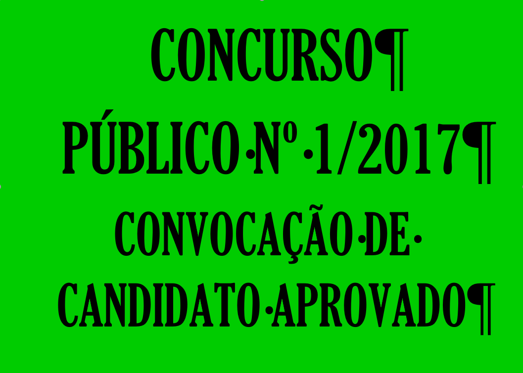 Convocação de candidato aprovado no Concurso Público nº 1/2017 
