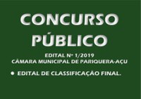 Edital de Classificação Final do Concurso Público nº 1/2019