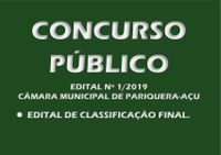 Edital de Classificação Final do Concurso Público nº 1/2019