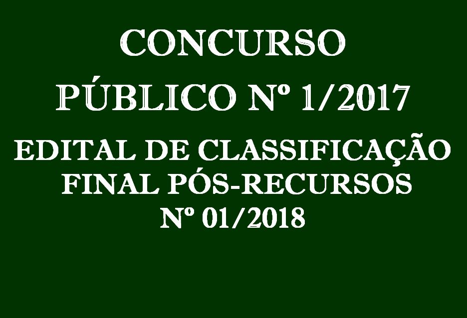 Edital de Classificação Final Pós-Recursos nº 01/2018