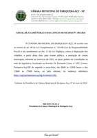 EDITAL DE EXAME DAS CONTAS MUNICIPAIS N.º 001/2024