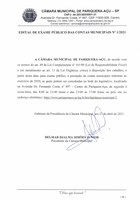 EDITAL DE EXAME PÚBLICO DAS CONTAS MUNICIPAIS Nº 1/2021