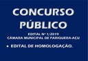 Edital de Homologação do Concurso Público nº 1/2019