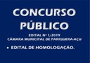 Edital de Homologação do Concurso Público nº 1/2019 Edital de Homologação do Concurso Público nº 1/2019