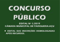  Edital de Inscrições Homologadas Após Recursos do Concurso Público nº 1/2019