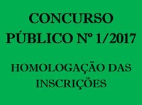 Homologação das inscrições do Concurso Público nº 1/2017
