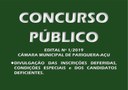 Homologação das inscrições do Concurso Público nº 1/2019 Homologação das inscrições do Concurso Público nº 1/2019