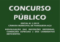 Homologação das inscrições do Concurso Público nº 1/2019