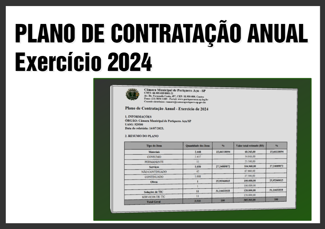PLANO DE CONTRATAÇÃO ANUAL - 2024