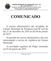 Recesso Administrativo da Câmara Municipal