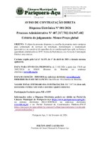 AVISO DE DISPENSA ELETRÔNICA Nº 001/2026